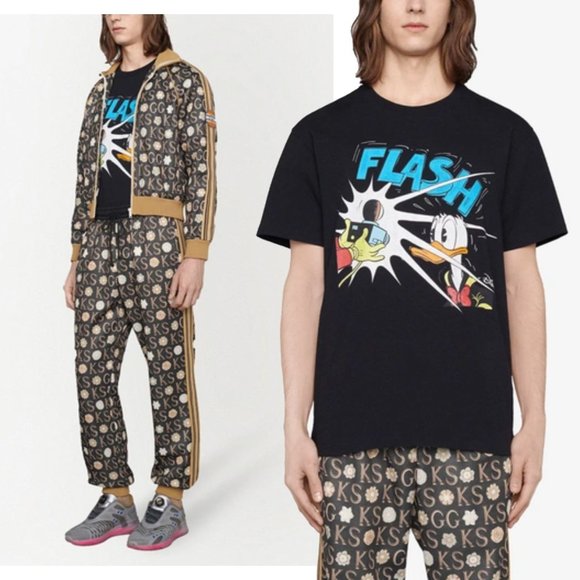 GUCCI T-SHIRT DISNEY DONALD DUCK BLACK HEAVY COTTON CREWNECK TOP S small - Picture 3 of 13